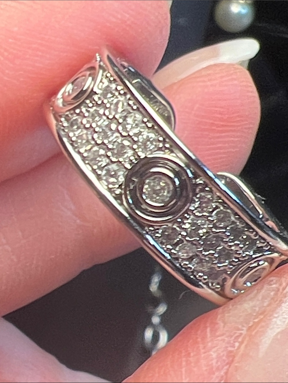 Silver Tone Ring with Hallmark Detailing
